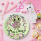 Schildkröte mit Blume Papieren Bordje (Feest)