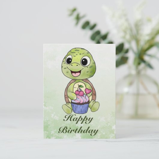 Schildkröte mit Muffin  Briefkaart (Staand voorkant)