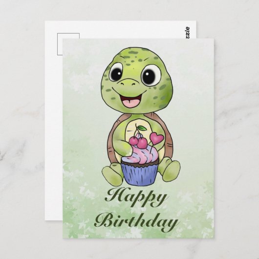 Schildkröte mit Muffin  Briefkaart (Voorkant / Achterkant)