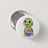 Schildkröte mit Muffin Ronde Button 3,2 Cm (Voorkant /achterkant)