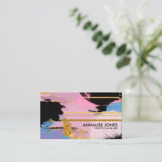 Schildlijnen en goudlijnen - pastels visitekaartje (Staand voorkant)