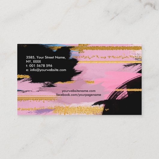 Schildlijnen en goudlijnen - pastels visitekaartje (Achterkant)