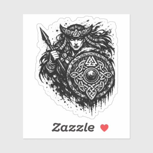 Schildmaagd Speer-Sigil – Mythic Warrior Inkt Sticker (Vel)