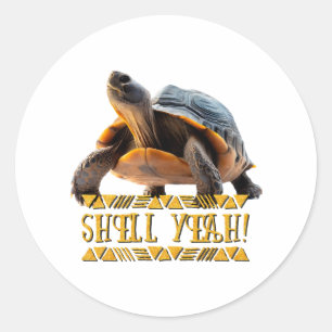 Schildpad 001 Shell Ja! Ronde Sticker