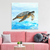 Schildpad 1 Zee Oceaan Canvas Afdruk (Insitu (Woonkamer))