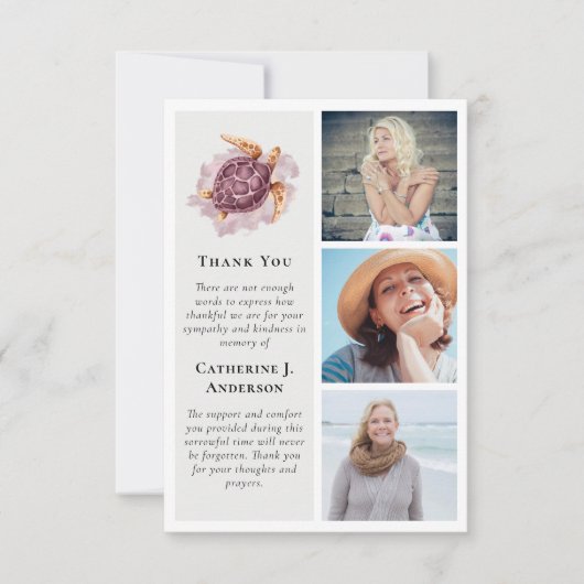 Schildpad 3 foto sympathie begrafenis bedankkaart (Voorkant)
