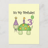 Schildpad 3e verjaardag Tshirts en geschenken Briefkaart (Voorkant)