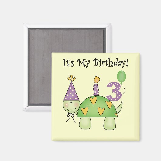 Schildpad 3e verjaardag Tshirts en geschenken Magneet (Voorkant / Achterkant)