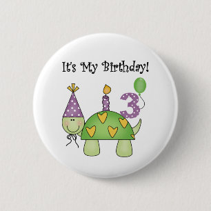 Schildpad 3e verjaardag Tshirts en geschenken Ronde Button 5,7 Cm