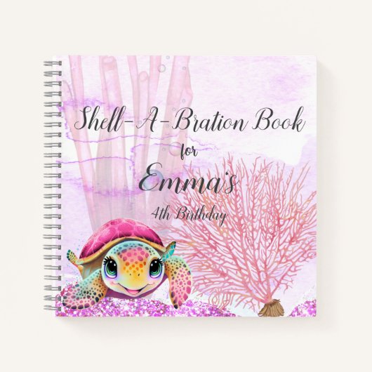 Schildpad 4e verjaardag, onder het Zee gastenboek Notitieboek (Voorkant)