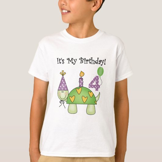 Schildpad 4e verjaardag Tshirts en geschenken (Voorkant)