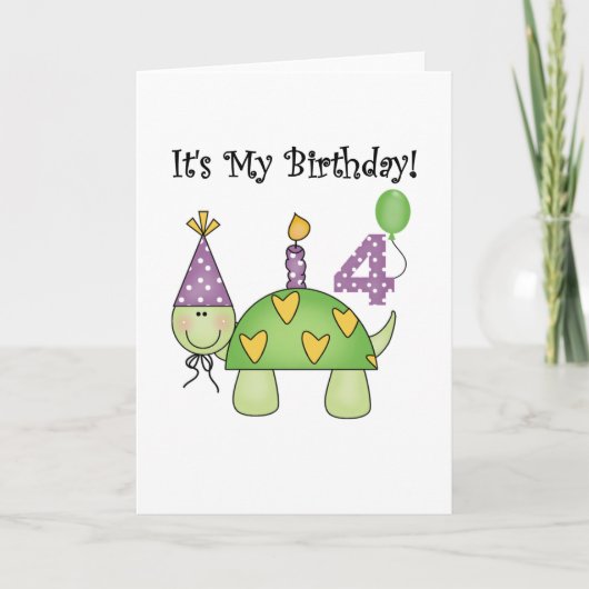 Schildpad 4e verjaardag Tshirts en geschenken Kaart (Voorkant)