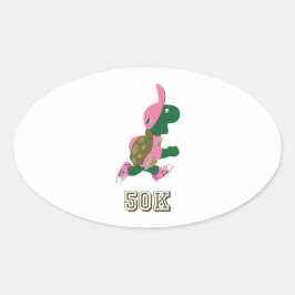 Schildpad 50.000 - Roze Ovale Sticker