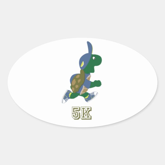 Schildpad 5.000 - blauw ovale sticker (Voorkant)
