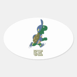 Schildpad 5.000 - blauw ovale sticker