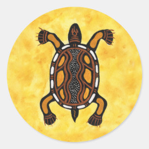 Schildpad - Aboriginal Art Painting Ronde Sticker