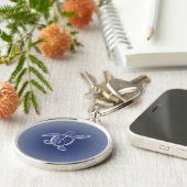 Schildpad Acryl Sleutelhanger met blauwe achtergro (Zijkant)