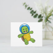 Schildpad als astronaut met glazen bal briefkaart (Staand voorkant)