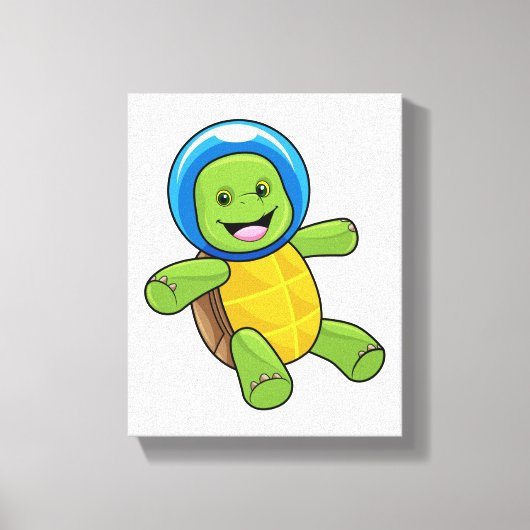 Schildpad als astronaut met glazen bal canvas afdruk (Voorkant)