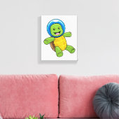 Schildpad als astronaut met glazen bal canvas afdruk (Insitu (Woonkamer))