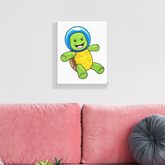 Schildpad als astronaut met glazen bal canvas afdruk (Insitu (Woonkamer))