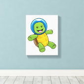 Schildpad als astronaut met glazen bal canvas afdruk (Insitu (Houten vloer))