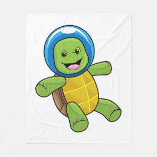 Schildpad als astronaut met glazen bal fleece deken