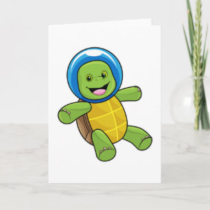 Schildpad als astronaut met glazen bal kaart