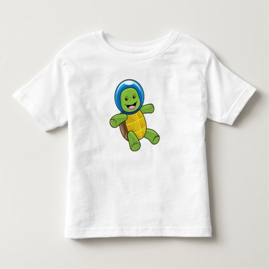 Schildpad als astronaut met glazen bal kinder shirts (Voorkant)