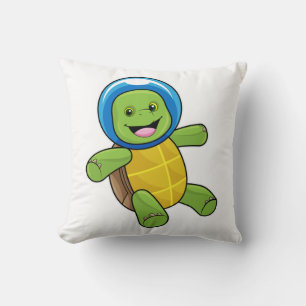 Schildpad als astronaut met glazen bal kussen