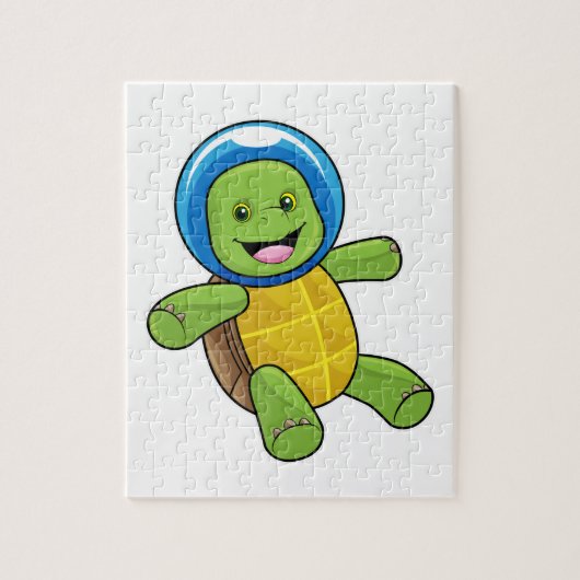 Schildpad als astronaut met glazen bal legpuzzel (Verticaal)