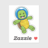 Schildpad als astronaut met glazen bal sticker (Vel)