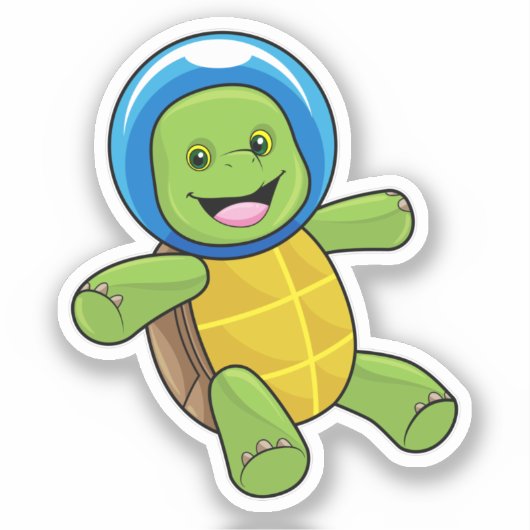 Schildpad als astronaut met glazen bal sticker (Voorkant)