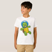 Schildpad als astronaut met glazen bal t-shirt (Voorkant volledig)