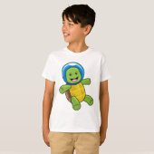 Schildpad als astronaut met glazen bal t-shirt (Voorkant volledig)
