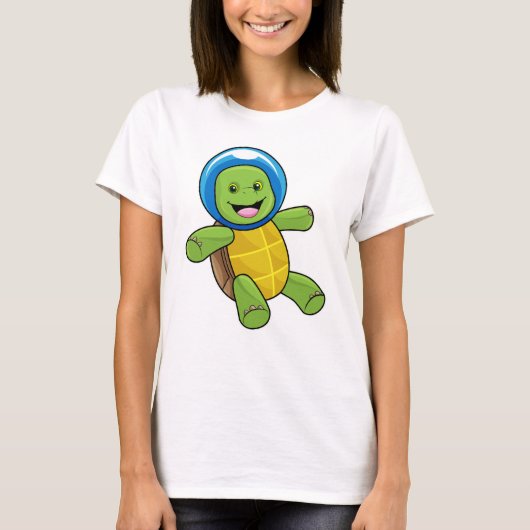 Schildpad als astronaut met glazen bal t-shirt (Voorkant)