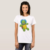 Schildpad als astronaut met glazen bal t-shirt (Voorkant volledig)