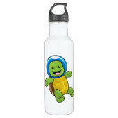 Schildpad als astronaut met glazen bal waterfles  (Voorkant)