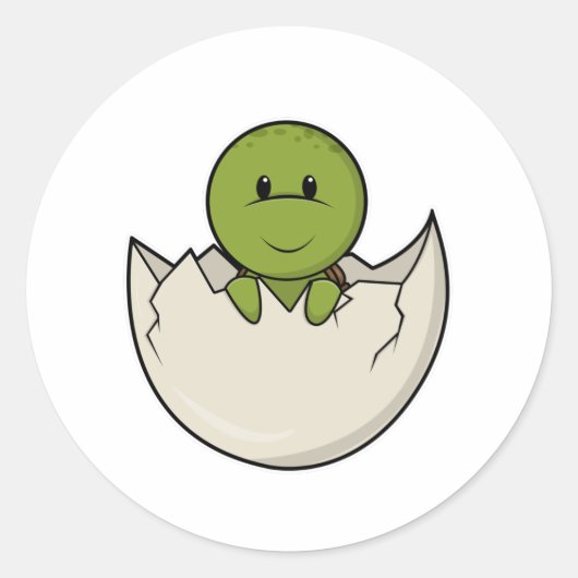 Schildpad als Baby met eierschaal Ronde Sticker (Voorkant)