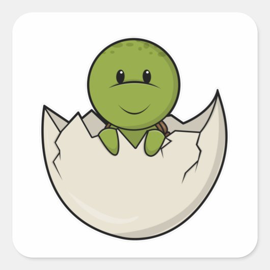 Schildpad als Baby met eierschaal Vierkante Sticker (Voorkant)