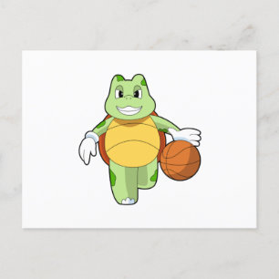 Schildpad als basketballer met Basketball.PNG Briefkaart