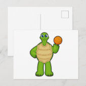 Schildpad als basketballspeler met basketbal briefkaart (Voorkant / Achterkant)