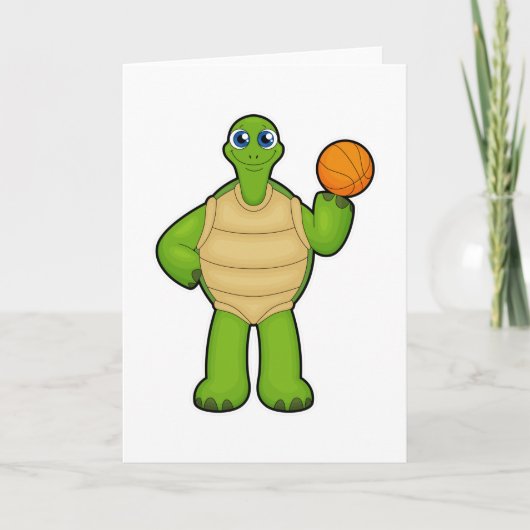 Schildpad als basketballspeler met basketbal kaart (Voorkant)