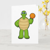 Schildpad als basketballspeler met basketbal kaart (Gele Bloem)