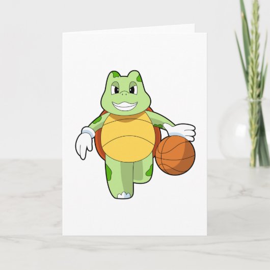 Schildpad als basketballspeler met basketbal.PNG Kaart (Voorkant)