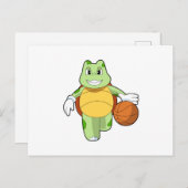 Schildpad als Basketbalspeler met Basketbal.PNG Briefkaart (Voorkant / Achterkant)
