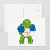 Schildpad als bokser met boks handschoenen briefkaart (Voorkant / Achterkant)