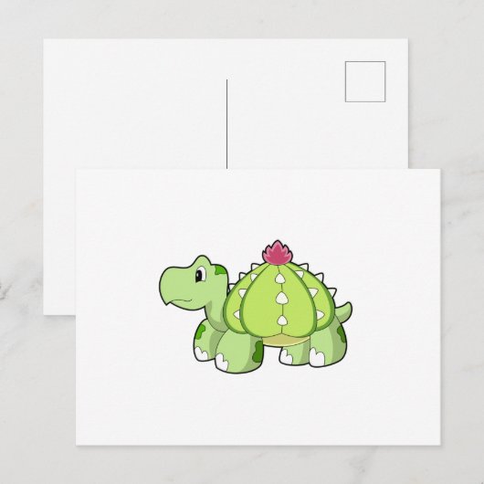 Schildpad als Cactus Briefkaart (Voorkant / Achterkant)