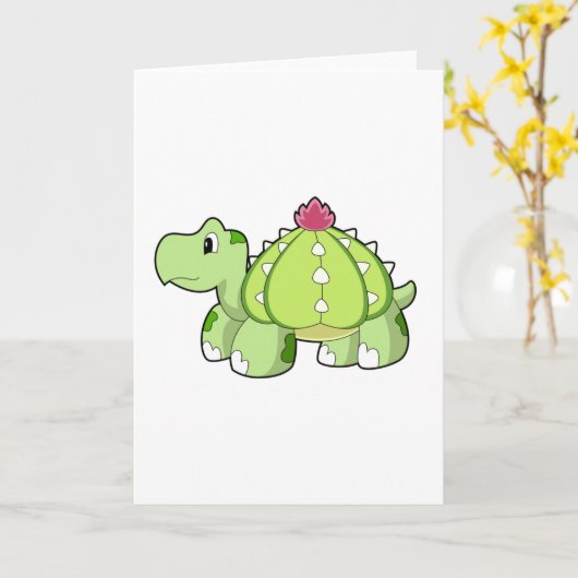 Schildpad als Cactus Kaart (Gele Bloem)