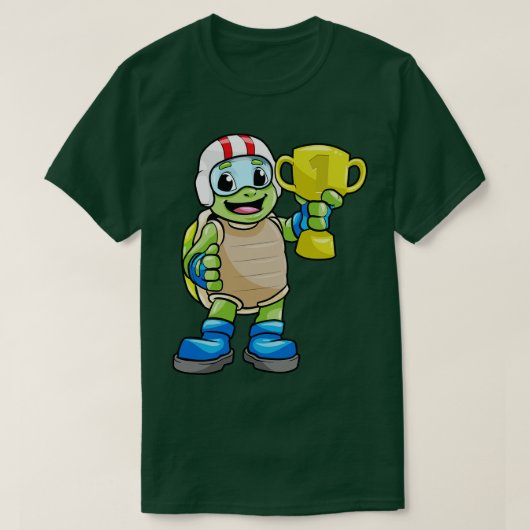 Schildpad als Champion met trofee T-shirt (Design voorkant)